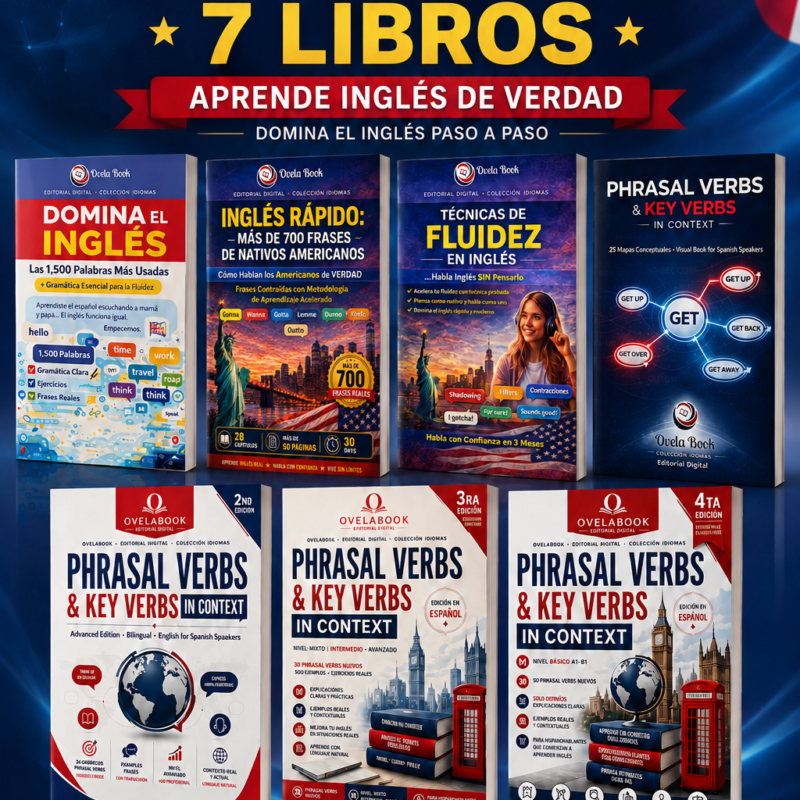 Pack Completo 7 Libros para Aprender Inglés + 4 Herramientas de Aprendizaje
